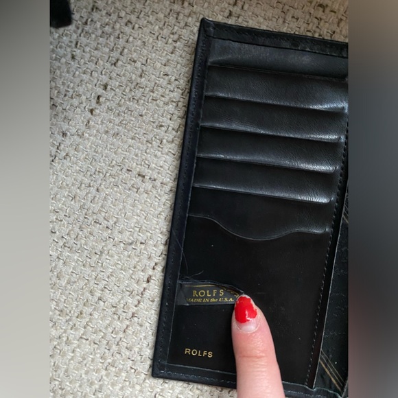 VTG Rolfs Black Leather Floral Wallet - Picture 6 of 12